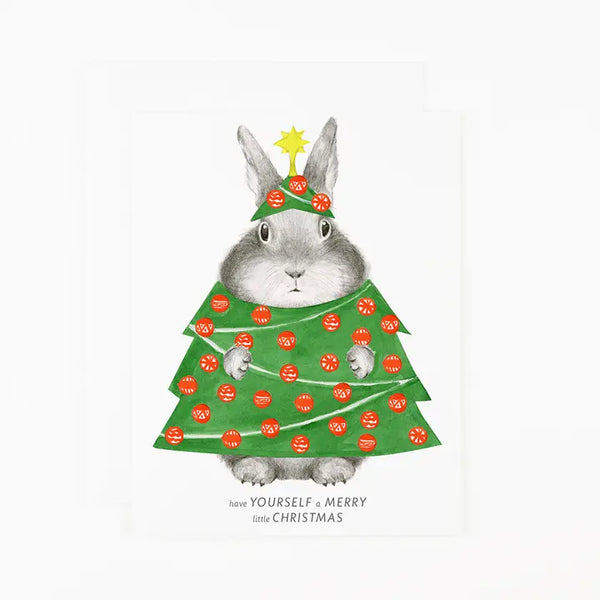 Bunny in Tree Costume Holiday Card