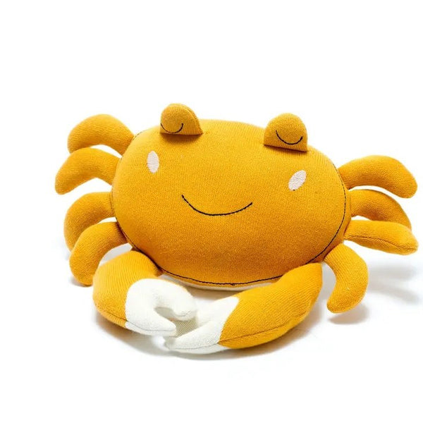 Tactile Knitted Organic Cotton Mustard Crab Plush Toy