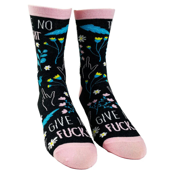 Take No Shit Give No Fucks Womens Crew Socks